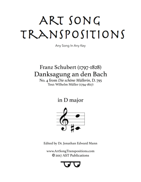 SCHUBERT: Danksagung an den Bach, D. 795 no. 4 (transposed to D major)