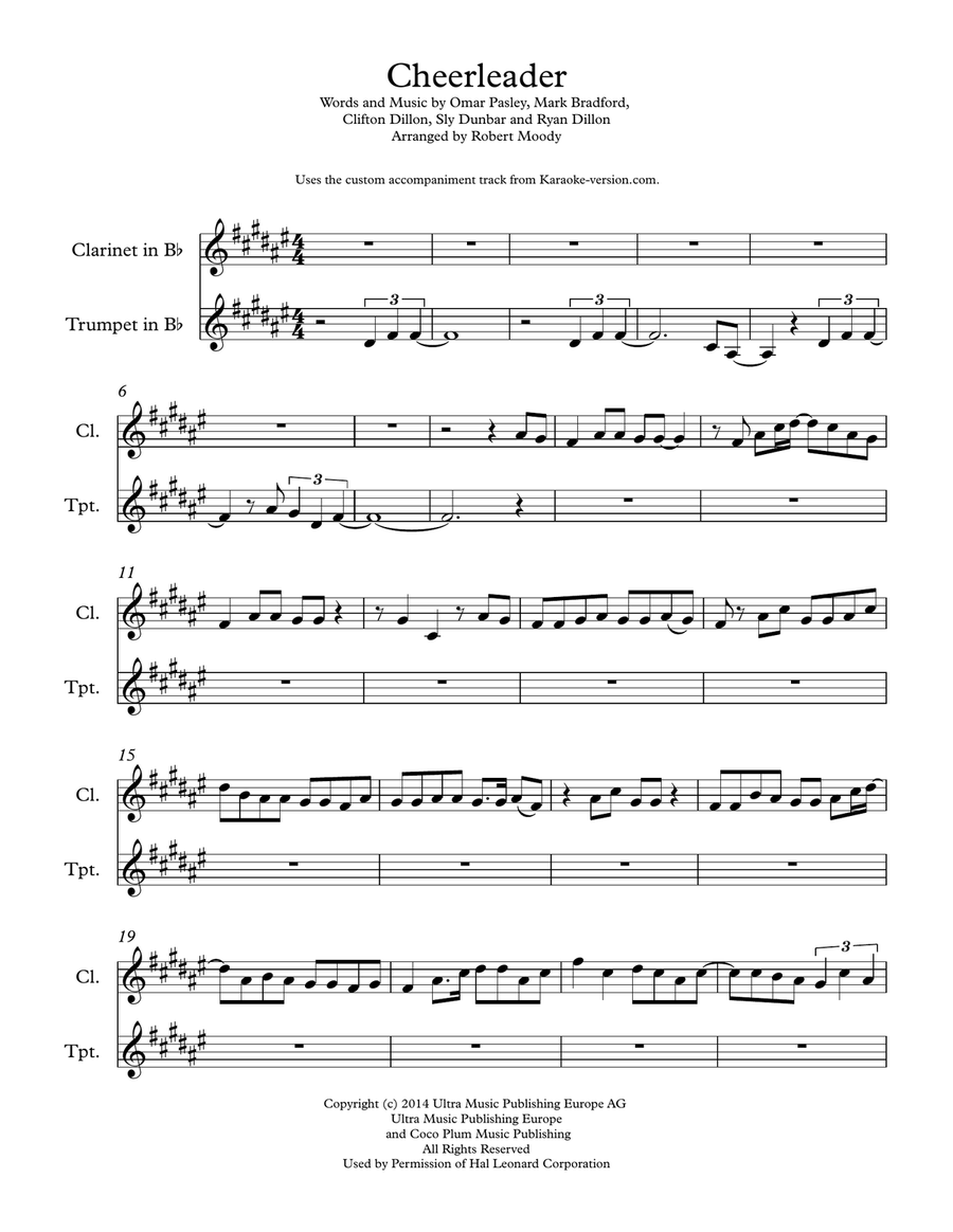 Cheerleader Clarinet scores gallery preview page 1