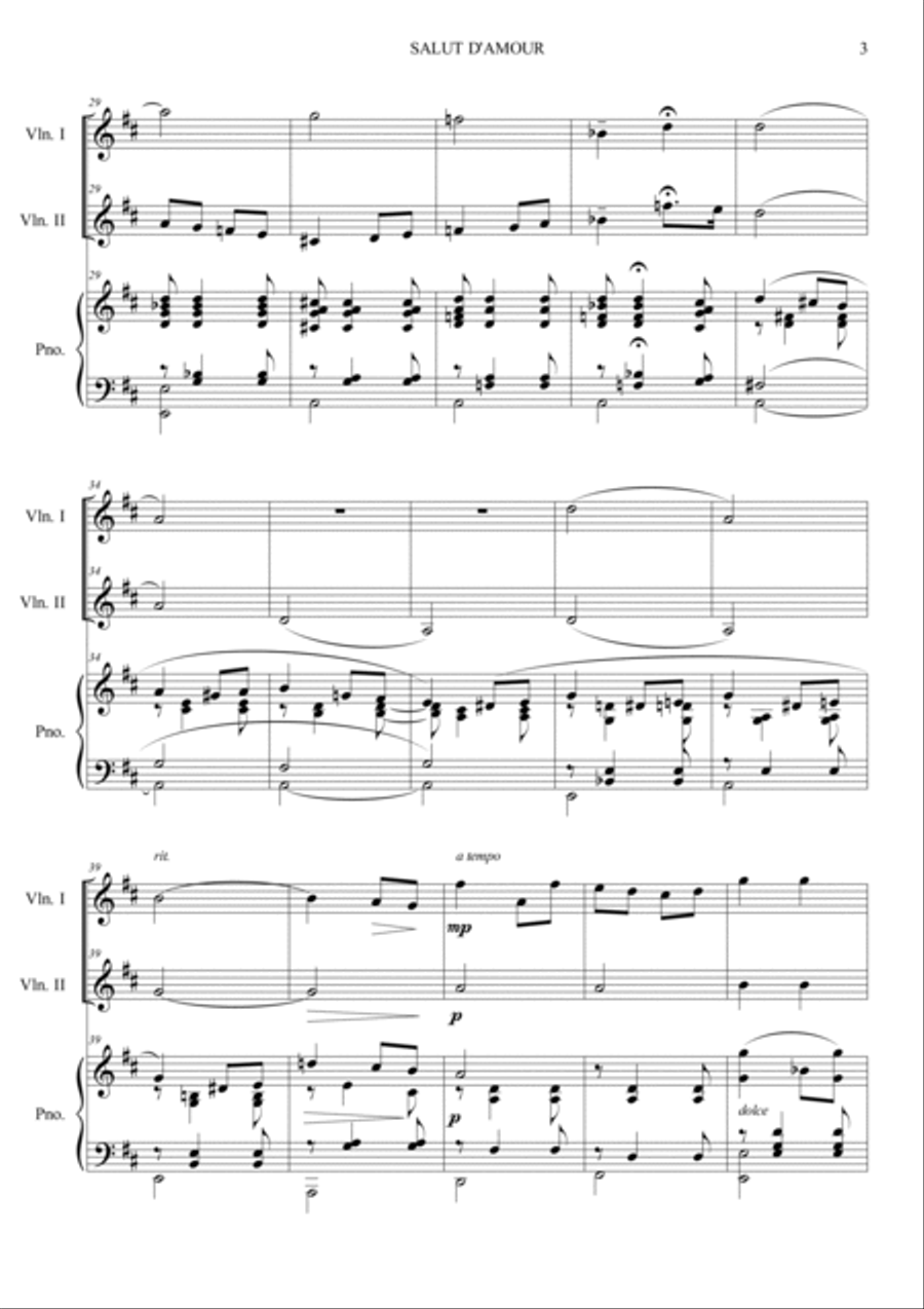Salut d'amour Piano Trio scores gallery preview page 3