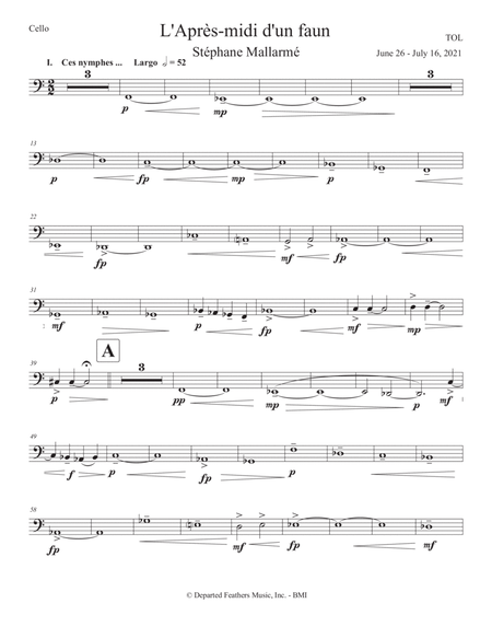 L'Après-midi d'un faun (2021) for soprano and string quartet, cello part