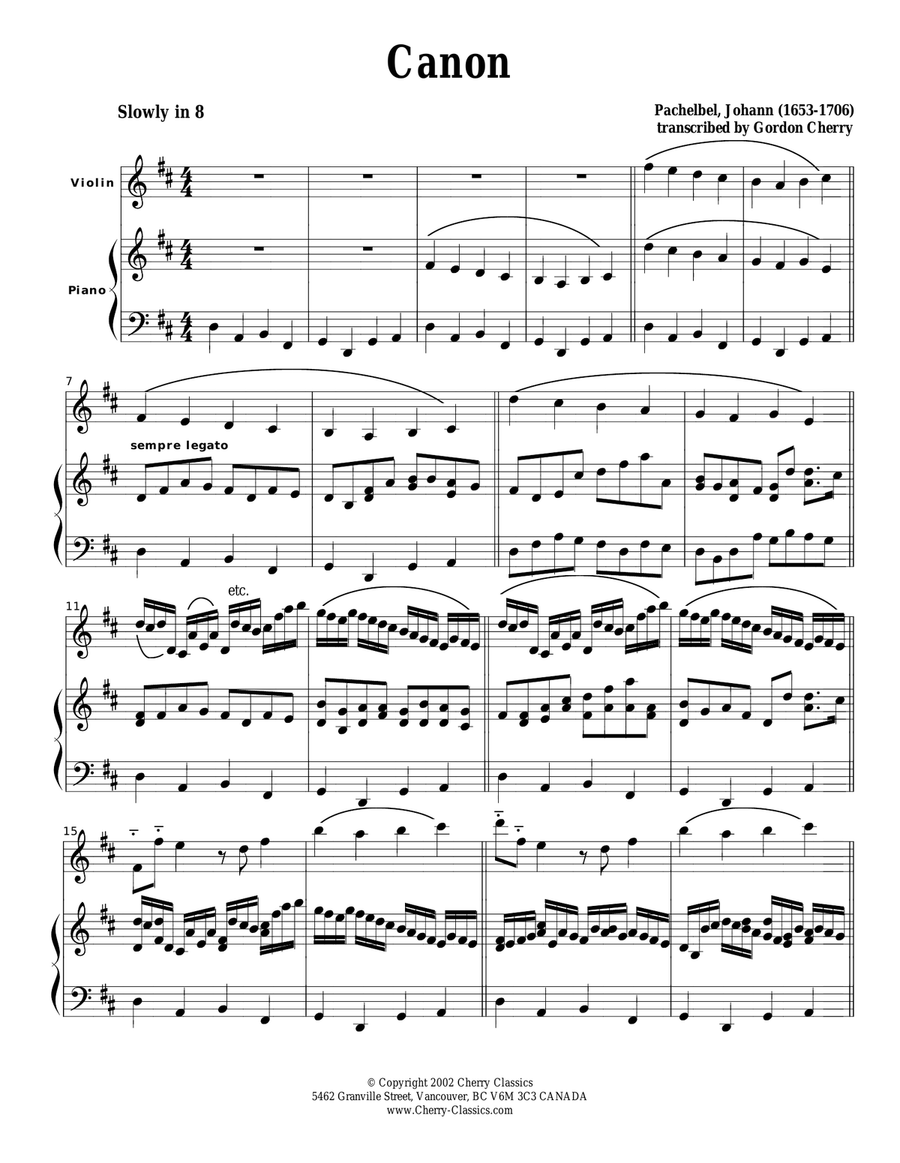 Canon for Violin and Piano Violin Solo scores gallery preview page 4