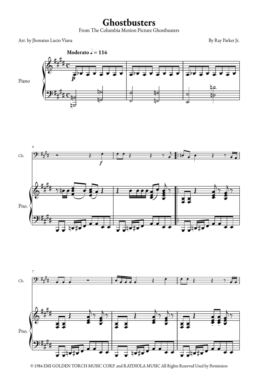 Ghostbusters Double Bass scores gallery preview page 1