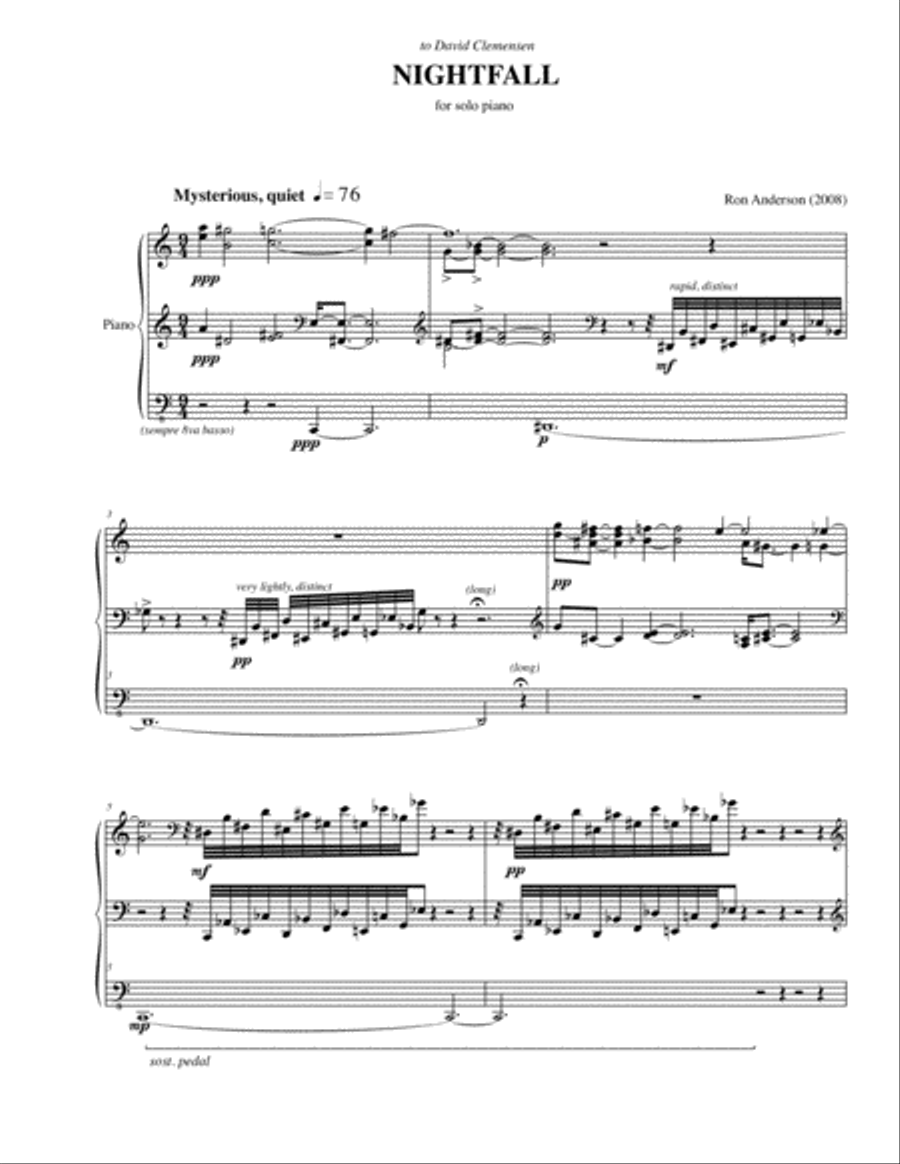 Nightfall Piano Solo scores gallery preview page 1