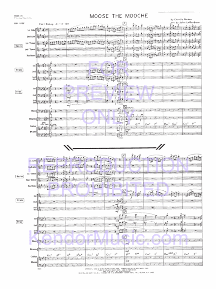 Moose The Mooche (Full Score) Jazz Ensemble scores gallery preview page 2