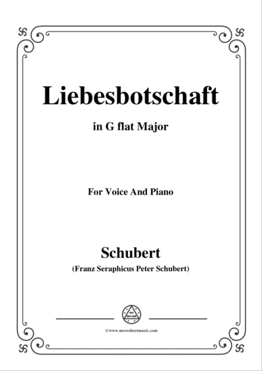 Schubert-Liebesbotschaft,from 'Schwanengesang(Swan Song)',D.957 No.1,in G flat Major Voice scores gallery preview page 1