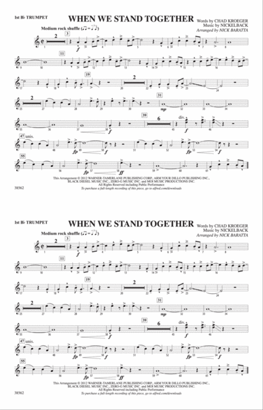 When We Stand Together: 1st B-flat Trumpet Marching Band scores gallery preview page 1
