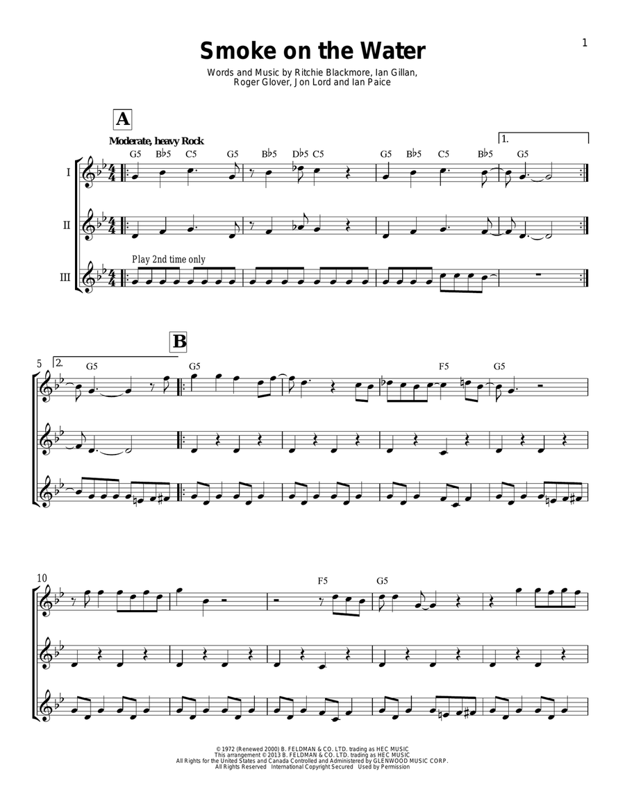 Smoke On The Water Smoke On The Water Ukulele scores gallery preview page 1