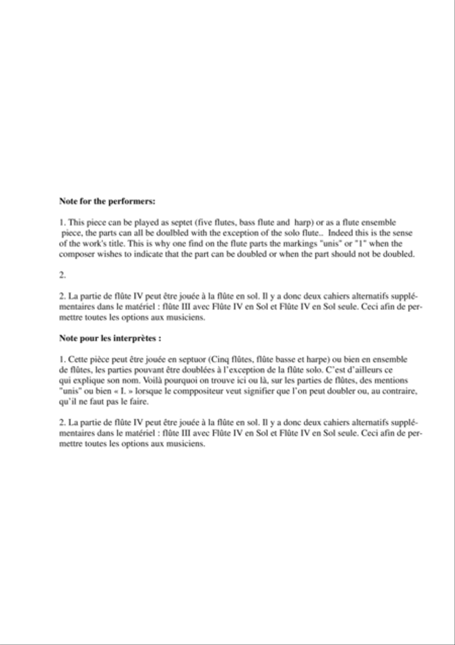 Thierry Pélicant: La Grande Promenade for solo flute, flute ensemble and harp Flute Solo scores gallery preview page 2
