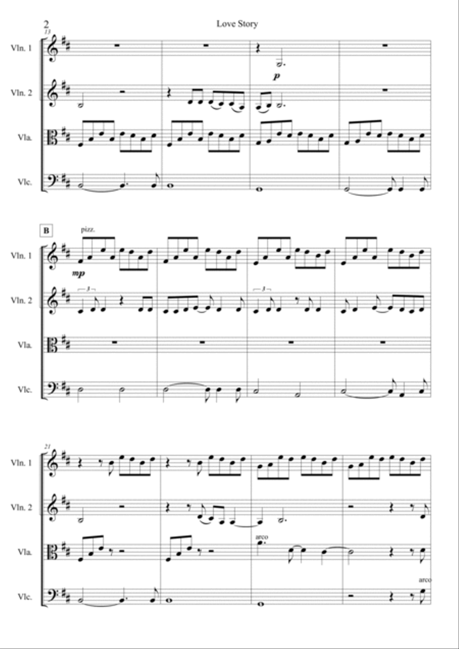 Love Story String Quartet scores gallery preview page 3