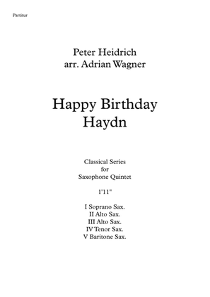 Book cover for "Happy Birthday Haydn" Saxophone Quintet arr. Adrian Wagner
