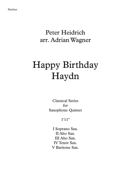 "Happy Birthday Haydn" Saxophone Quintet arr. Adrian Wagner image number null