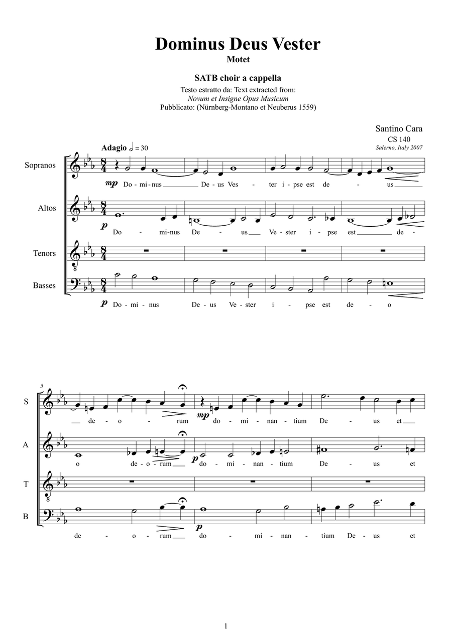 Dominus Deus Vester - Mootet for SATB a cappella 4-Part scores gallery preview page 1