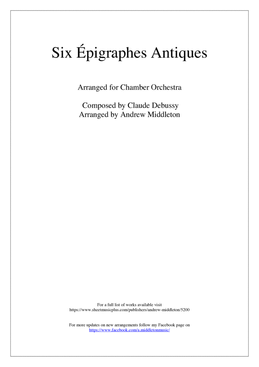 Six Epigraphes Antiques for Chamber Orchestra image number null