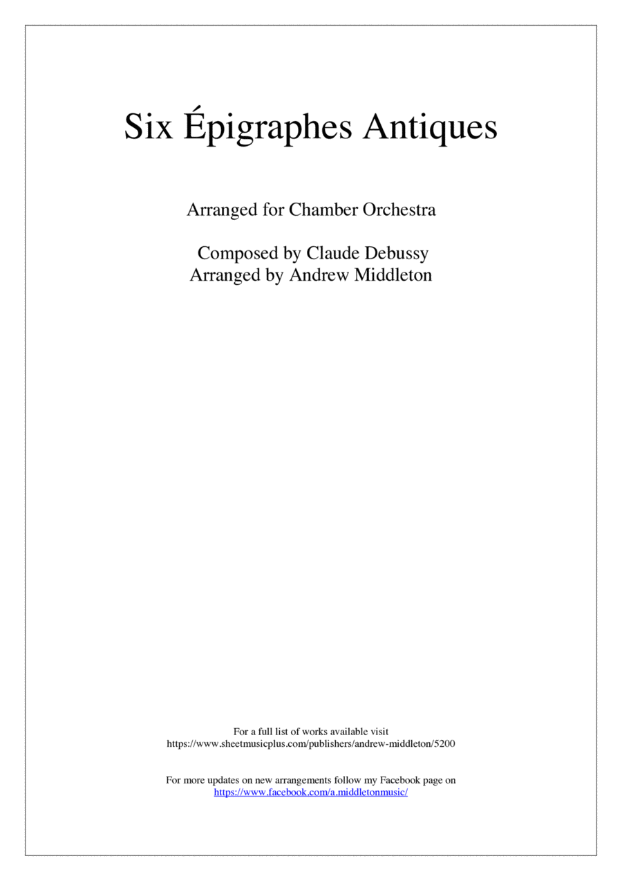 Six Epigraphes Antiques for Chamber Orchestra Chamber Orchestra scores gallery preview page 1