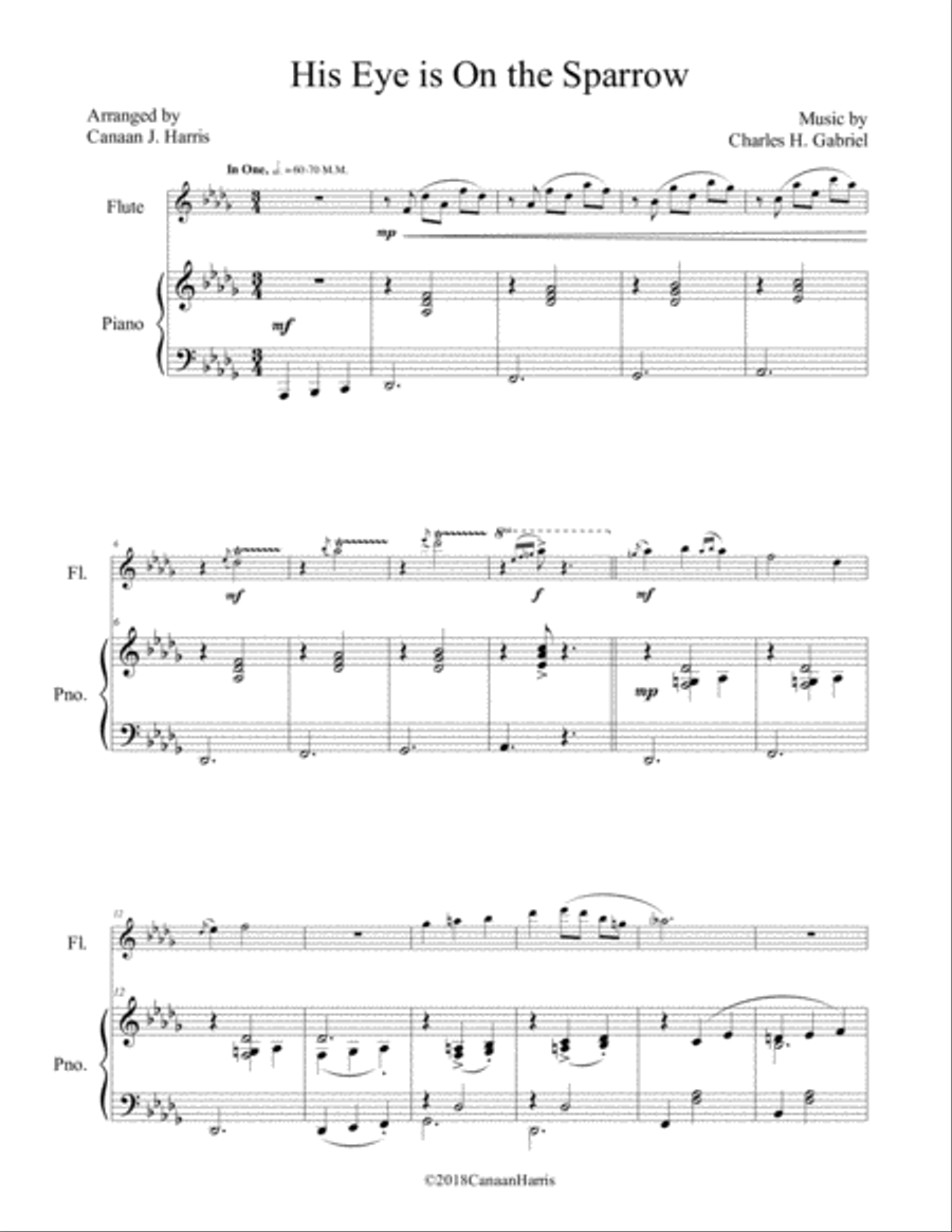 His Eye is on the Sparrow Flute Solo scores gallery preview page 2