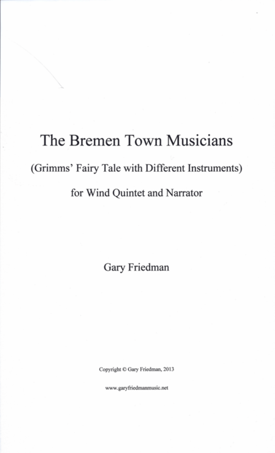 The Bremen Town Musicians: Grimms Fairy Tale with Different Instruments: for Wind Quintet and Narrat Woodwind Quintet scores gallery preview page 1