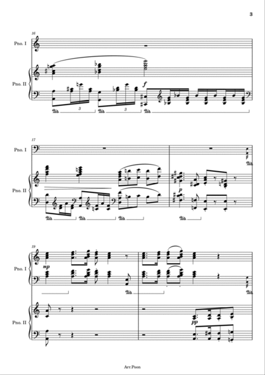 Grieg - Piano Concerto in A Minor - Op.16 1st Movement - For Piano four hands Original With Fingered 1 Piano, 4-Hands scores gallery preview page 3