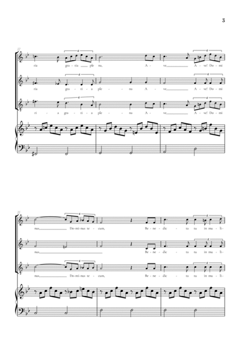 Schubert Ave Maria • SAT choir sheet music with easy piano accompaniment image number null
