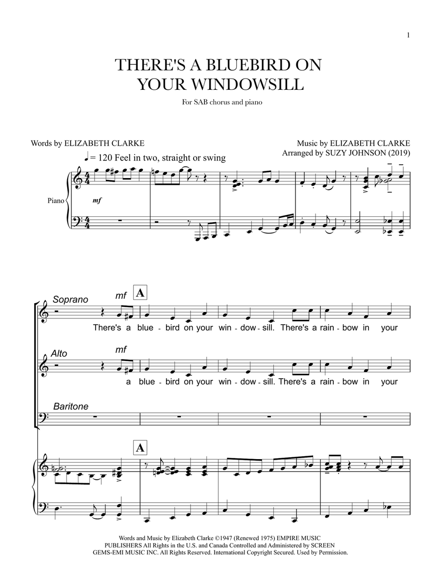 There's A Bluebird On Your Windowsill 3-Part scores gallery preview page 3
