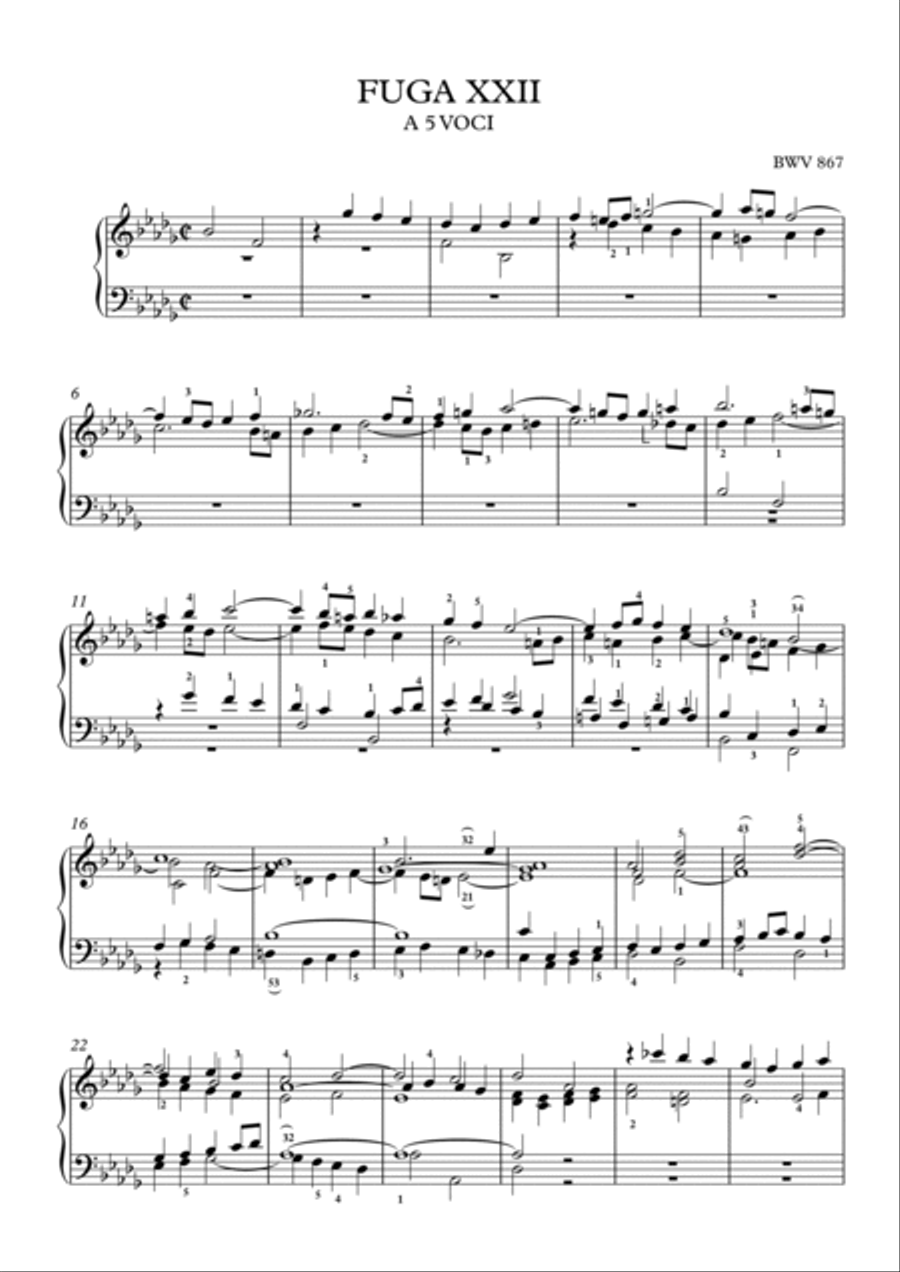 Bach-Fugue No. 22 in B-flat minor, BWV 867 Piano Solo scores gallery preview page 2