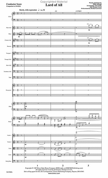 Lord of All - Orchestral Score and CD with Printable Parts