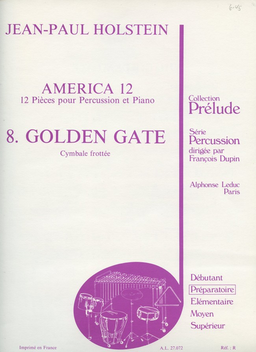 America 12: 08-Golden Gate - Cymbales et Piano