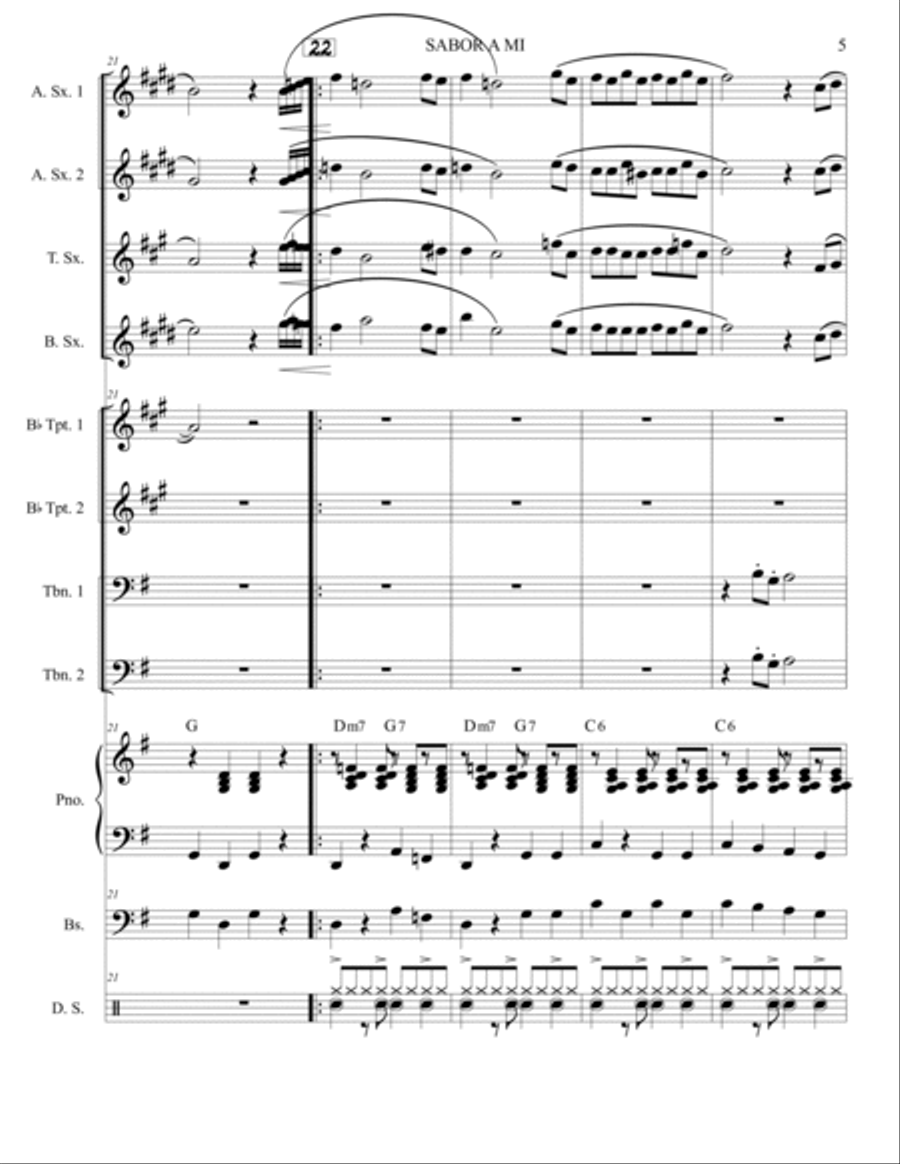 Sabor A Mi (be True To Me) Jazz Ensemble scores gallery preview page 5