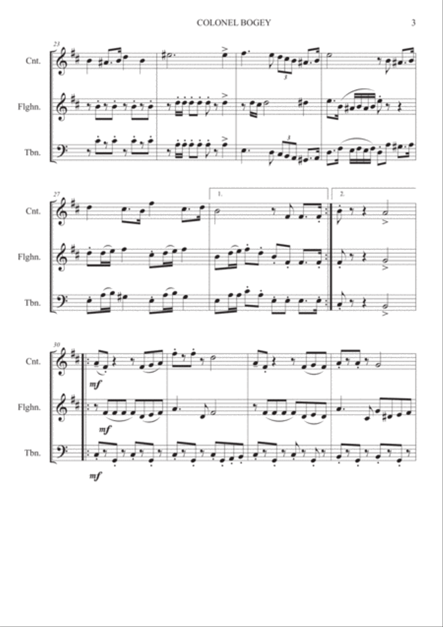 Colonel Bogey - Brass Trio Brass Trio scores gallery preview page 3