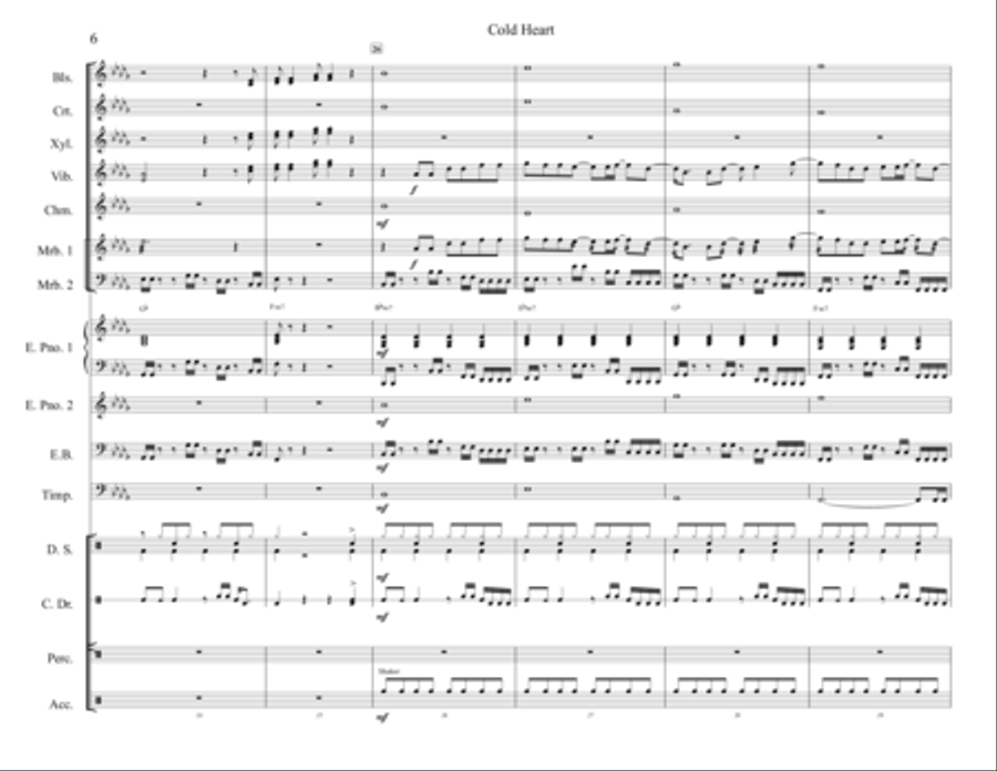 Cold Heart (pnau Remix) Percussion Ensemble scores gallery preview page 6