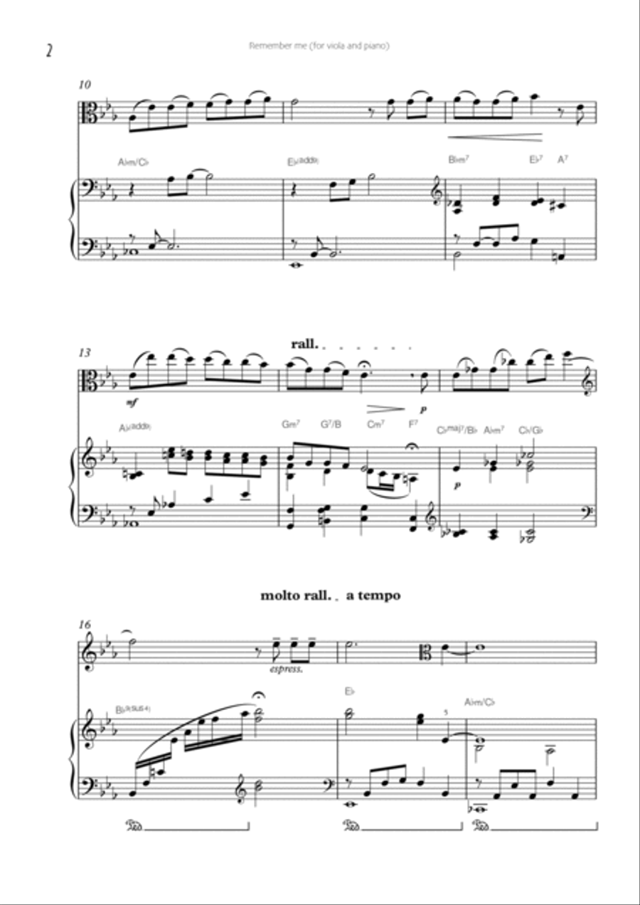 Remember Me (lullaby) Remember Me (lullaby) Viola scores gallery preview page 2