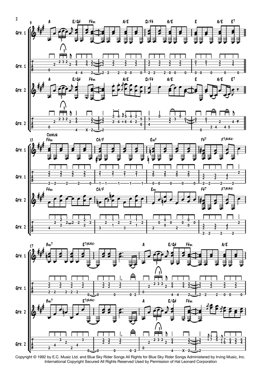 Tears In Heaven Guitar Tablature scores gallery preview page 2