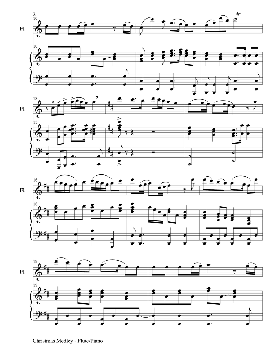 CHRISTMAS JOY MEDLEY (Sing-A-Long with Flute and Piano) Small Ensemble scores gallery preview page 2