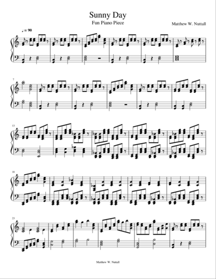 Sunny Day For Piano Piano Solo scores gallery preview page 1