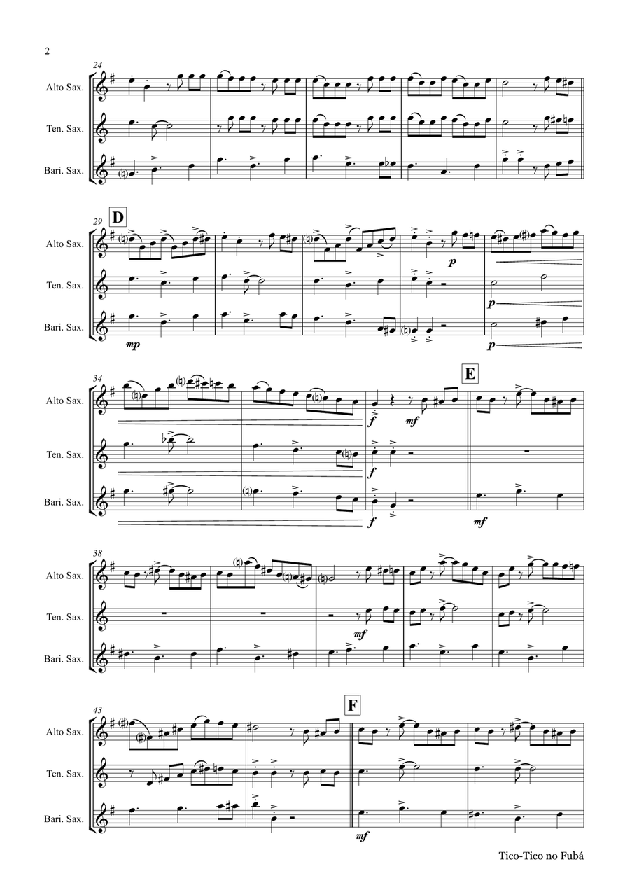 Tico-Tico no Fubá - Choro - Saxophone Trio Woodwind Trio scores gallery preview page 2