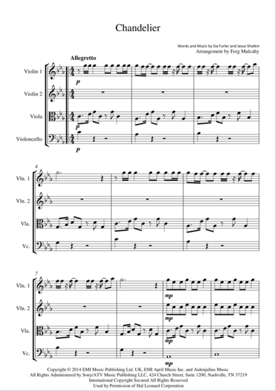 Chandelier String Quartet scores gallery preview page 2