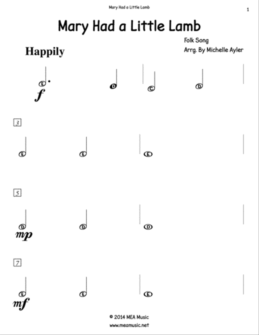 Mary Had a Little Lamb Piano Method scores gallery preview page 1