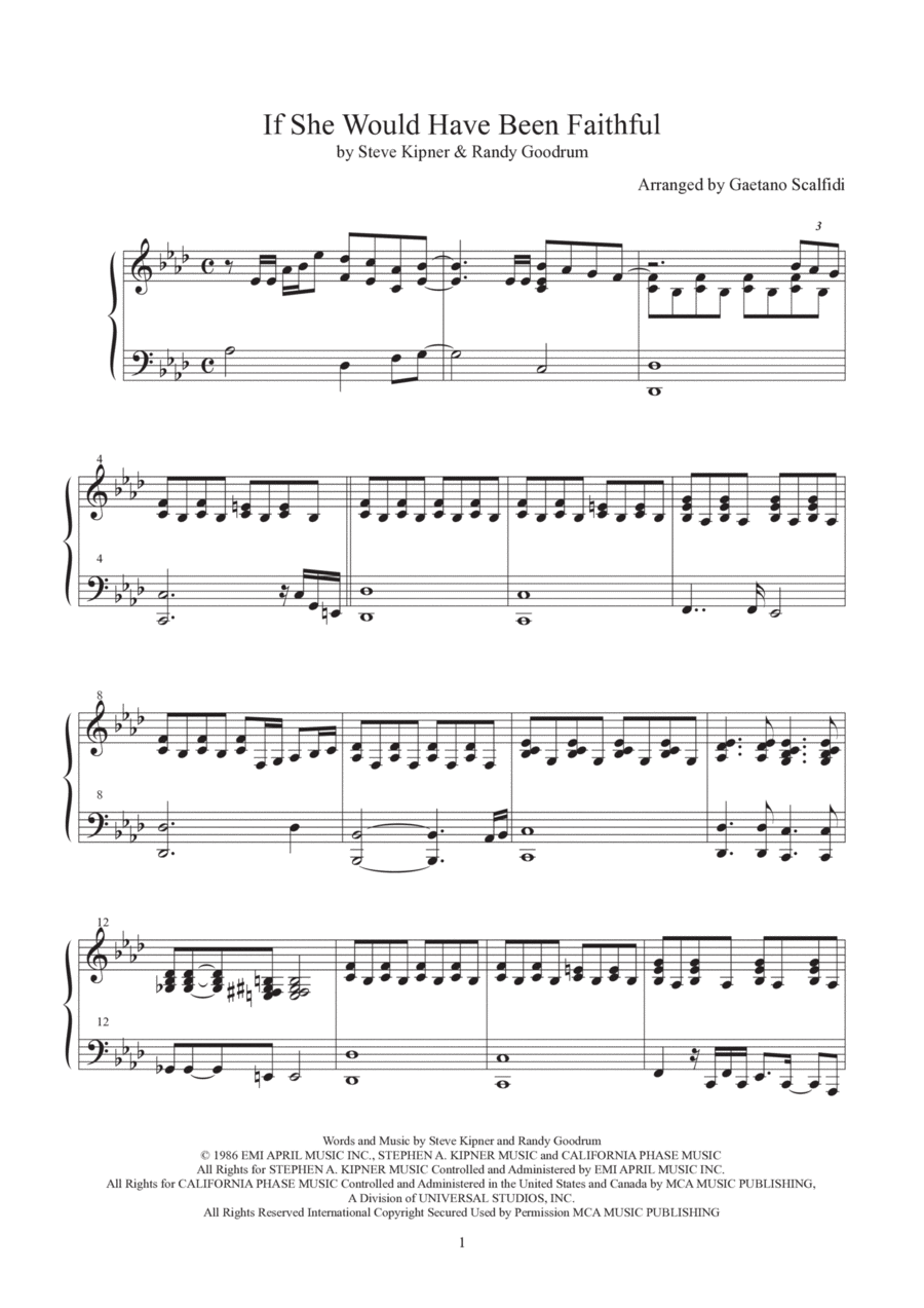 If She Would Have Been Faithful Piano Solo scores gallery preview page 1
