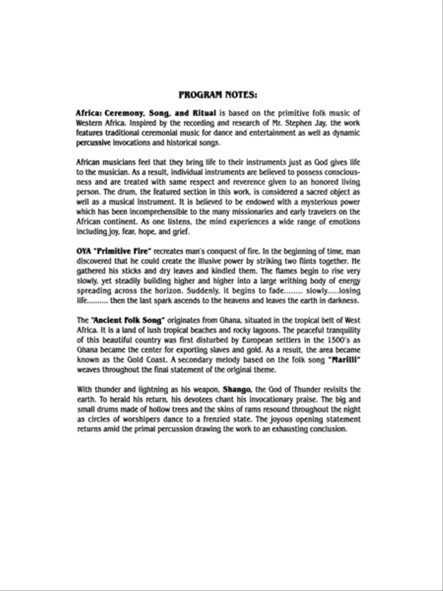 Africa: Ceremony, Song and Ritual: Score Concert Band scores gallery preview page 2
