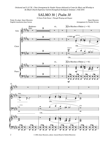 SALMO 30 | Psalm 30 / O Choro Pode Durar | Through Weeping and Deepest - SATB image number null