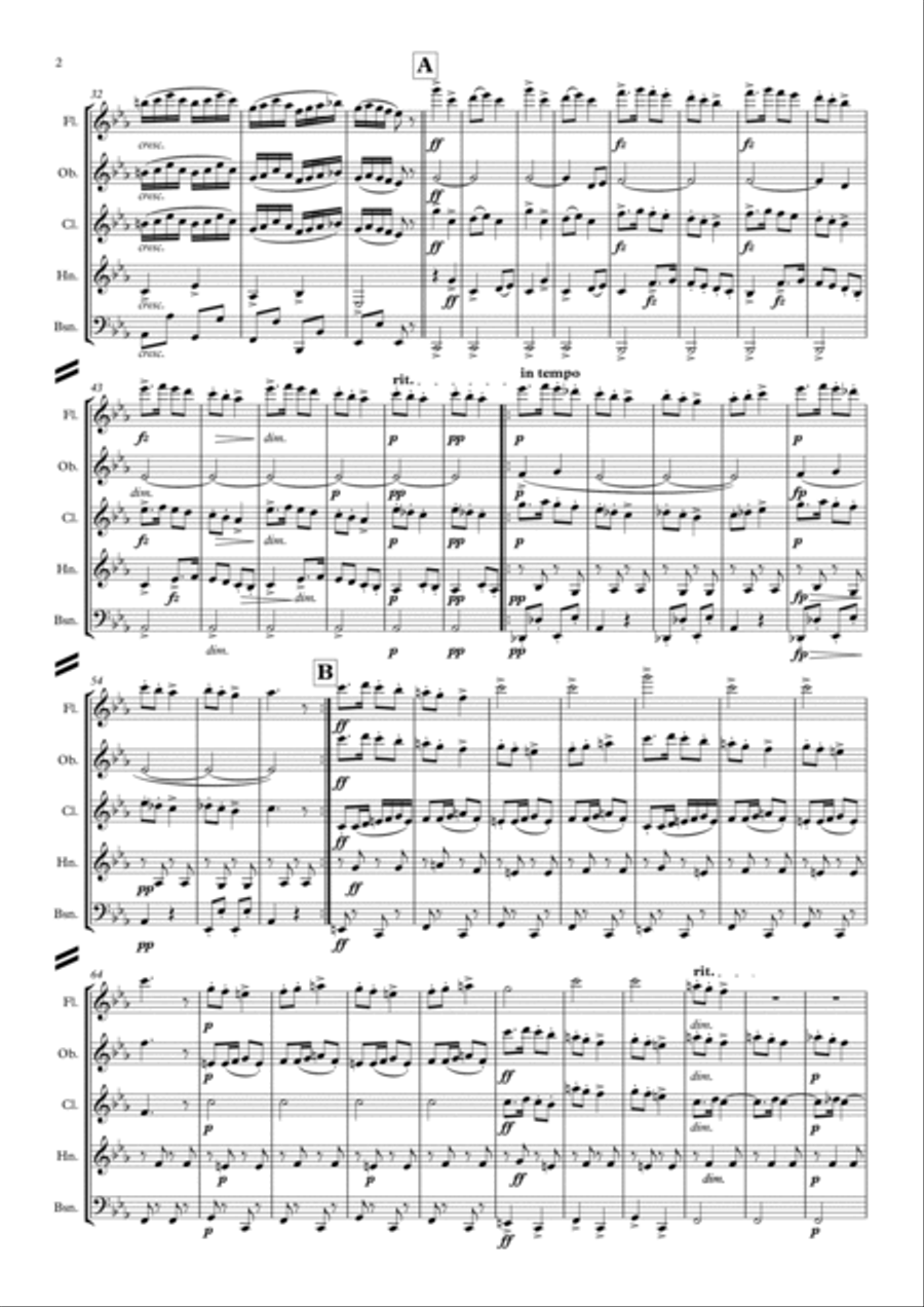 Dvorak: Slavonic Dances Op.46 No.7 in C minor (Skocná) - wind quintet Woodwind Quintet scores gallery preview page 3