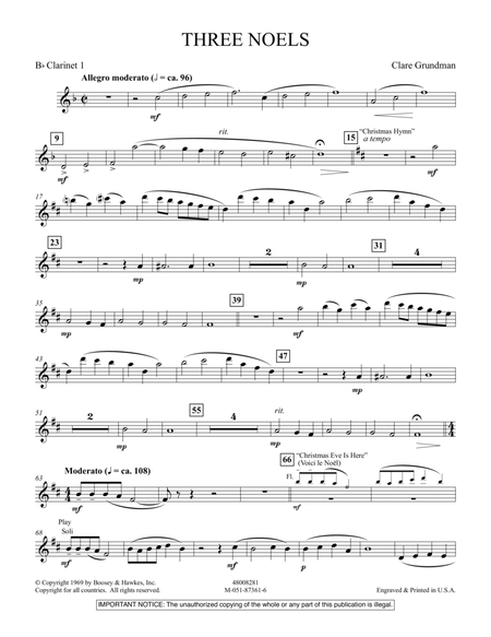 Three Noels - Bb Clarinet 1