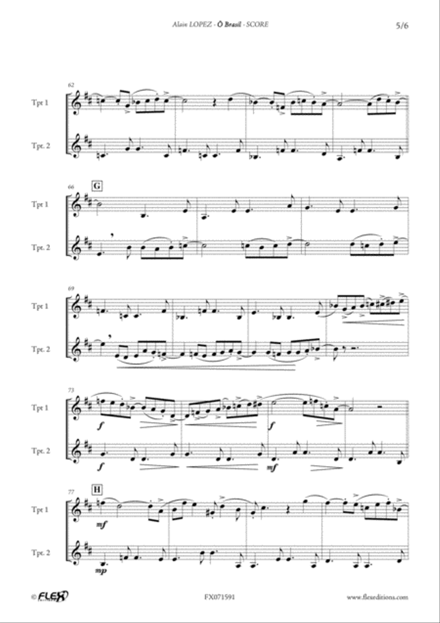 O Brasil Trumpet Duet scores gallery preview page 5