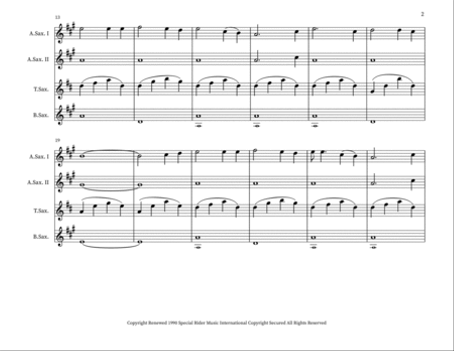 Blowin' In The Wind Saxophone Quartet scores gallery preview page 2