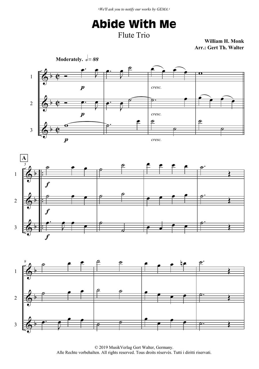 Abide With Me Woodwind Trio scores gallery preview page 1