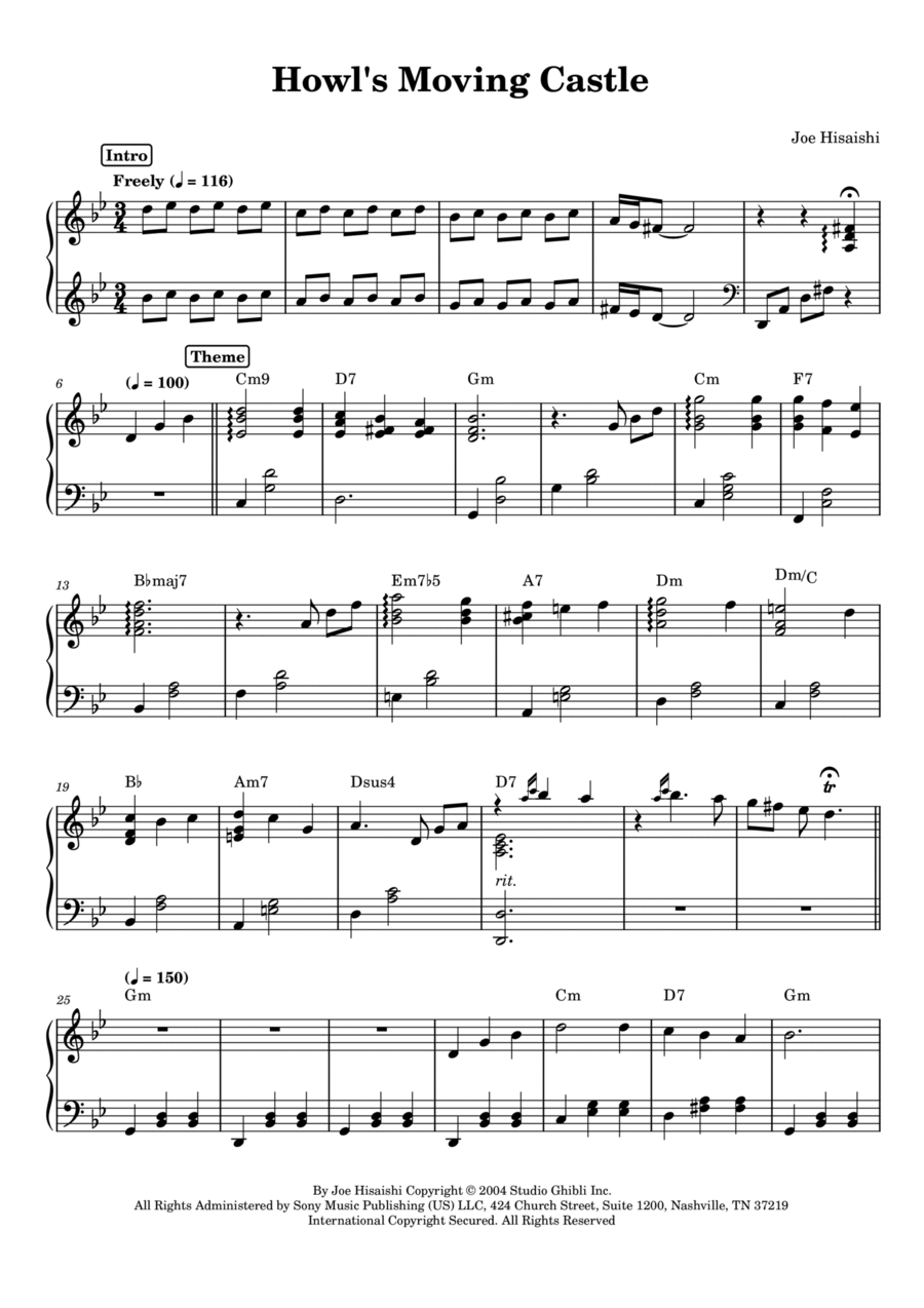 Howl's Moving Castle Easy Piano scores gallery preview page 1