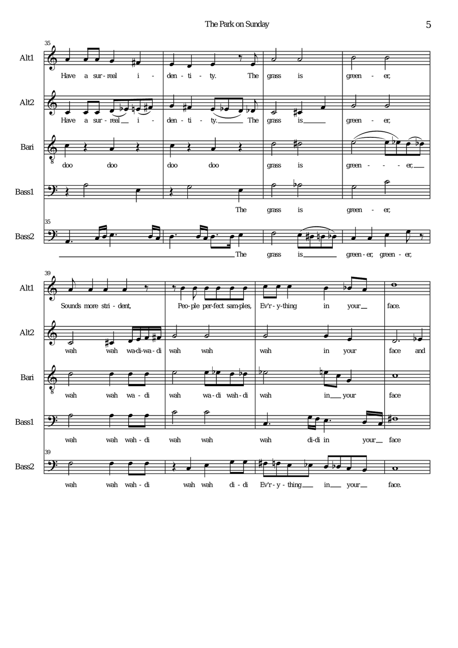 The Park on Sunday for men's voices Choir scores gallery preview page 5