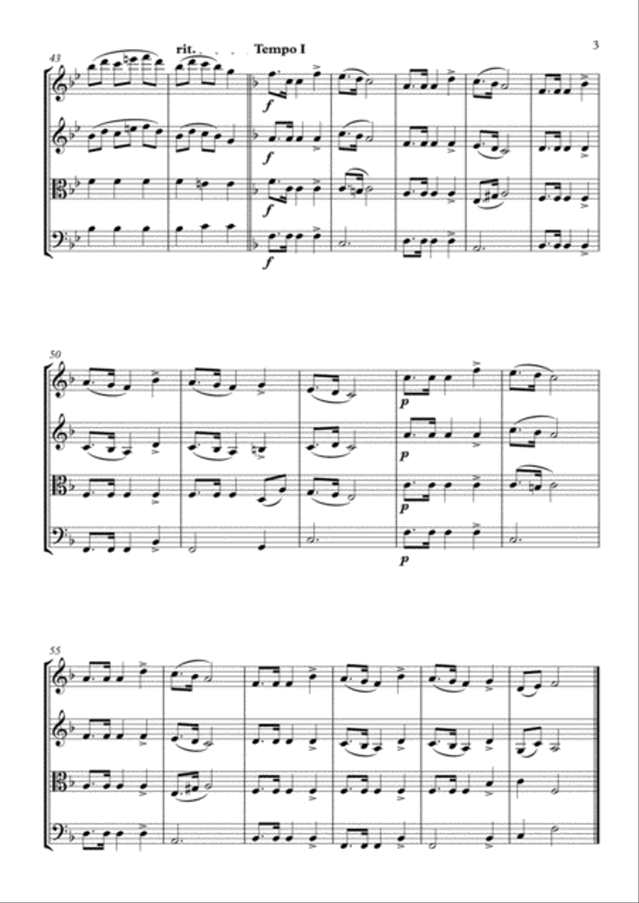 Mazurka in F Minor Op. 68, No. 3 String Quartet scores gallery preview page 3