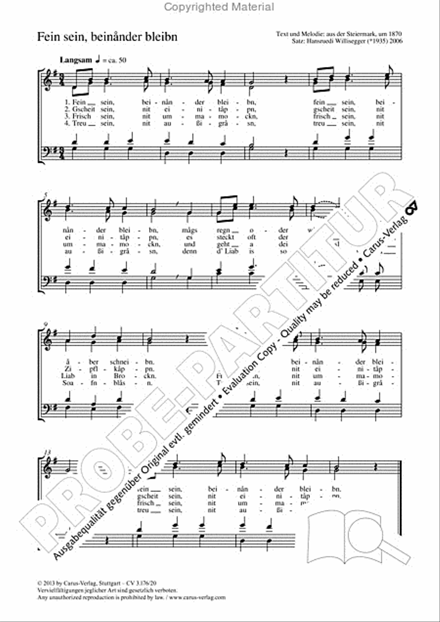 Fein sein, beinander bleibn 4-Part scores gallery preview page 2