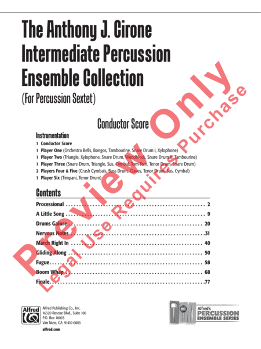 The Anthony J. Cirone Intermediate Percussion Ensemble Collection Percussion Ensemble scores gallery preview page 2