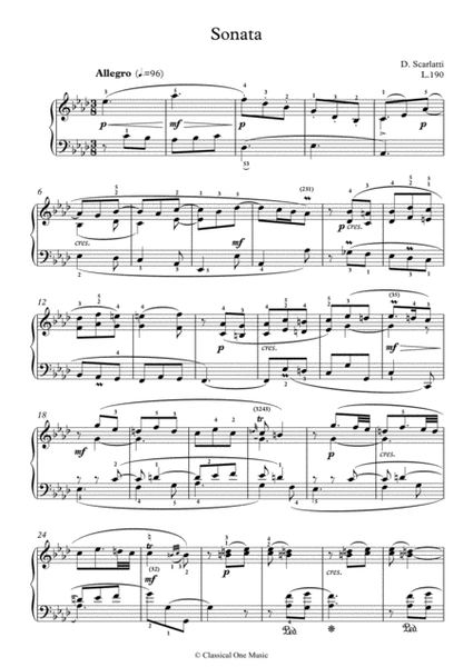 Scarlatti-Sonata in A flat-Major L.190 K.130(piano) image number null